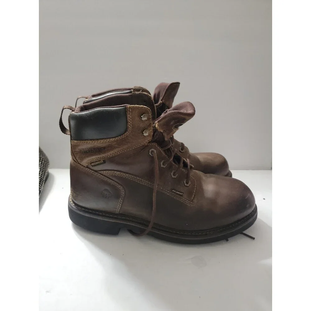 WOLVERINE MEN'S W10315 BROWN LEATHER WATERPROOF CABOR EPX WORK BOOTS SIZE 12 EW